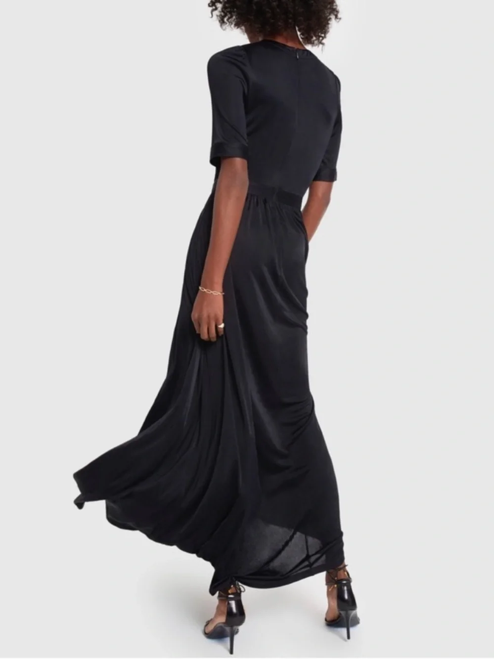 G. Label by Goop Nina Crewneck Maxi Dress Black Sz: 6 Quiet Luxury Made in Italy - Picture 13 of 13